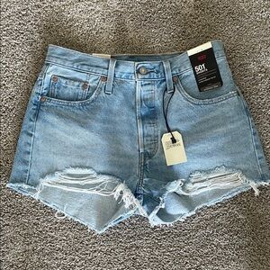 Levi's Light Blue Distressed Jean Shorts